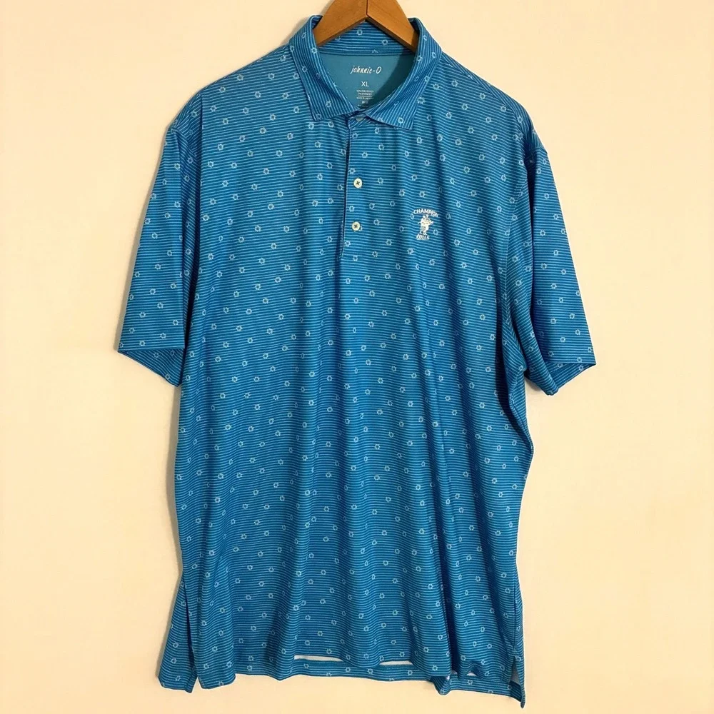 Johnnie O Polo Shirt Mens XL Performance Geometric Champion Hills Golf Preppy